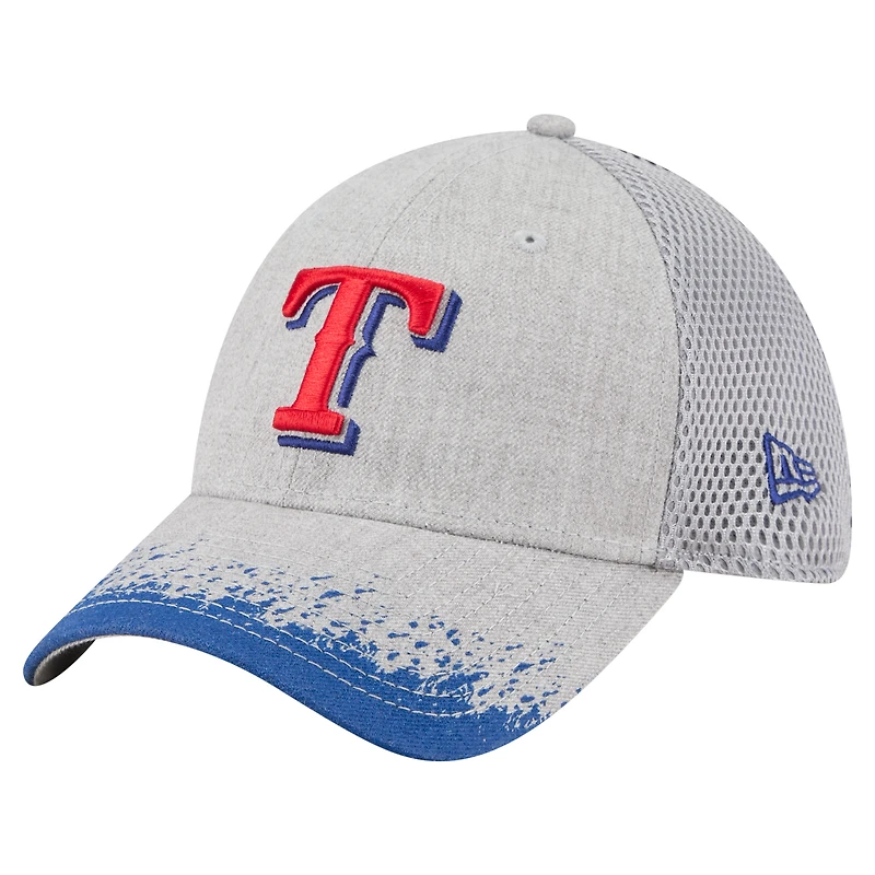 Men's New Era Gray Texas Rangers Visor Paint Splatter 39THIRTY Flex Hat
