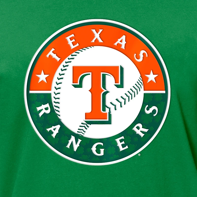 T-shirt à logo trèfle de la Saint-Patrick des Texas Rangers Kelly Green New Era pour homme