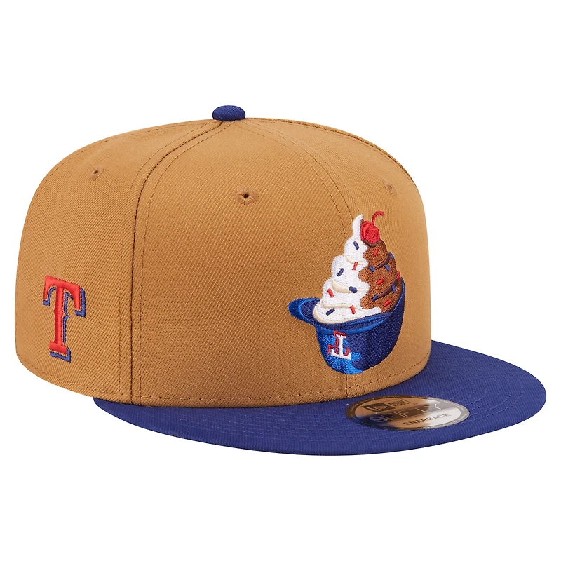 Men's New Era Khaki/Dark Blue Texas Rangers Ice Cream 9FIFTY Snapback Hat