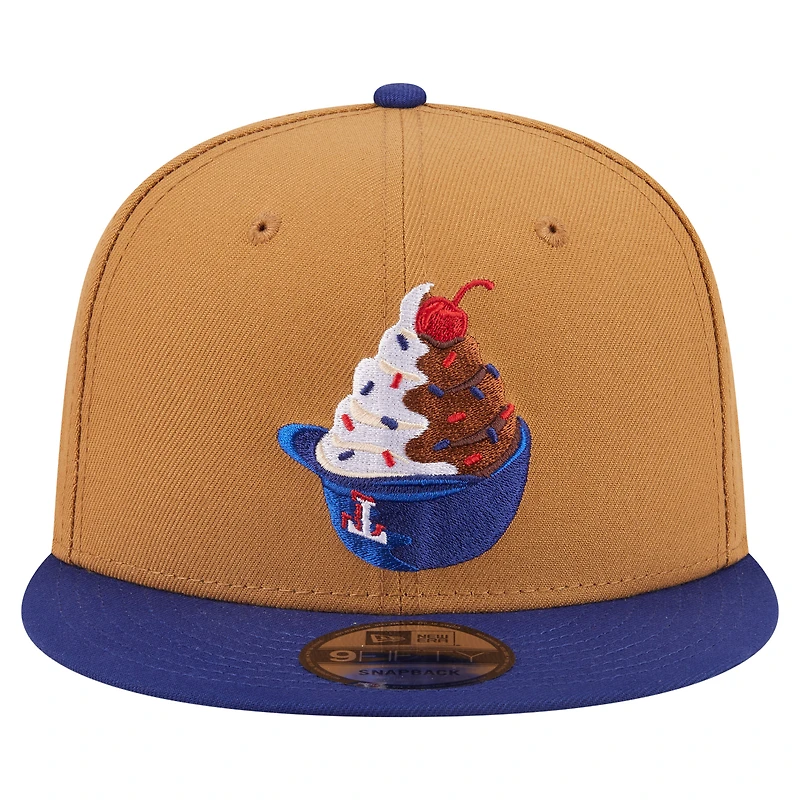 Men's New Era Khaki/Dark Blue Texas Rangers Ice Cream 9FIFTY Snapback Hat
