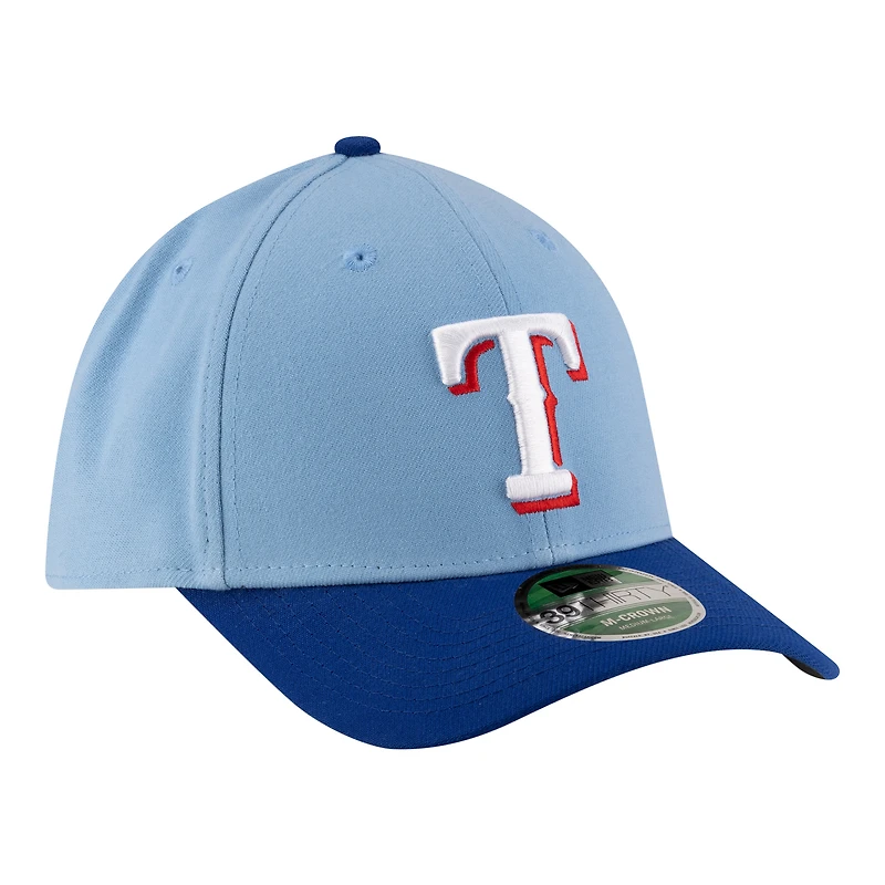 Casquette New Era rouge Texas Rangers pour homme, réplique de joueur 39THIRTY M-Crown Flex