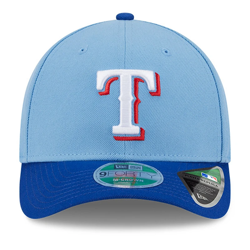 Casquette ajustable New Era bleu clair Texas Rangers Player Replica 9FORTY pour homme