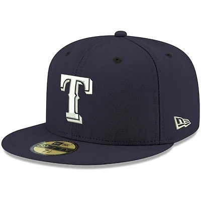 Casquette ajustée 59FIFTY bleu marine avec logo Texas Rangers New Era pour homme