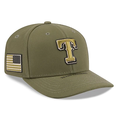 Casquette ajustable New Era Olive Texas Rangers 2026 pour la Journée des forces armées 9SEVENTY