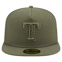 Men's New Era Olive Texas Rangers Color Pack A-Frame 59FIFTY Fitted Hat