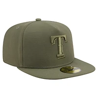 Men's New Era Olive Texas Rangers Color Pack A-Frame 59FIFTY Fitted Hat