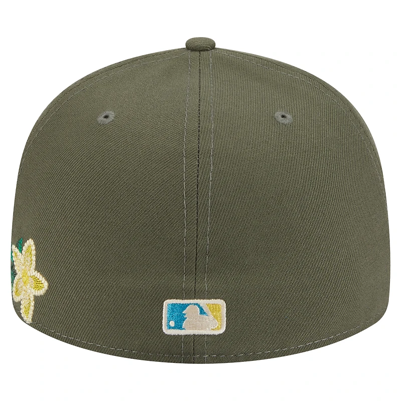Men's New Era Olive Texas Rangers Tonal Florals 59FIFTY Fitted Hat