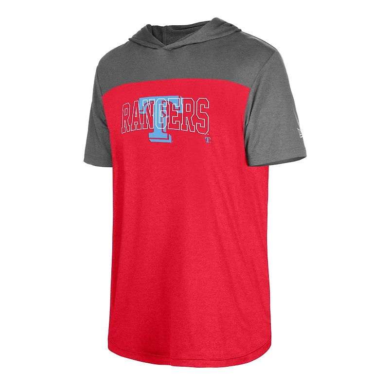 T-shirt à capuche brossé actif New Era pour hommes des Texas Rangers rouge