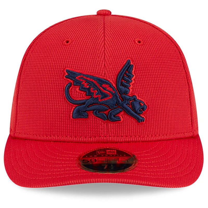 Casquette ajustée New Era rouge Texas Rangers City Connect pour homme, modèle 59FIFTY à profil bas, idéale l'entraînement au bâton.