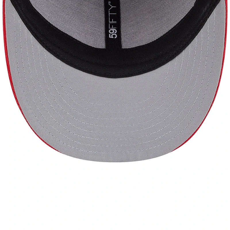 Casquette ajustée New Era rouge Texas Rangers City Connect pour homme, modèle 59FIFTY à profil bas, idéale l'entraînement au bâton.