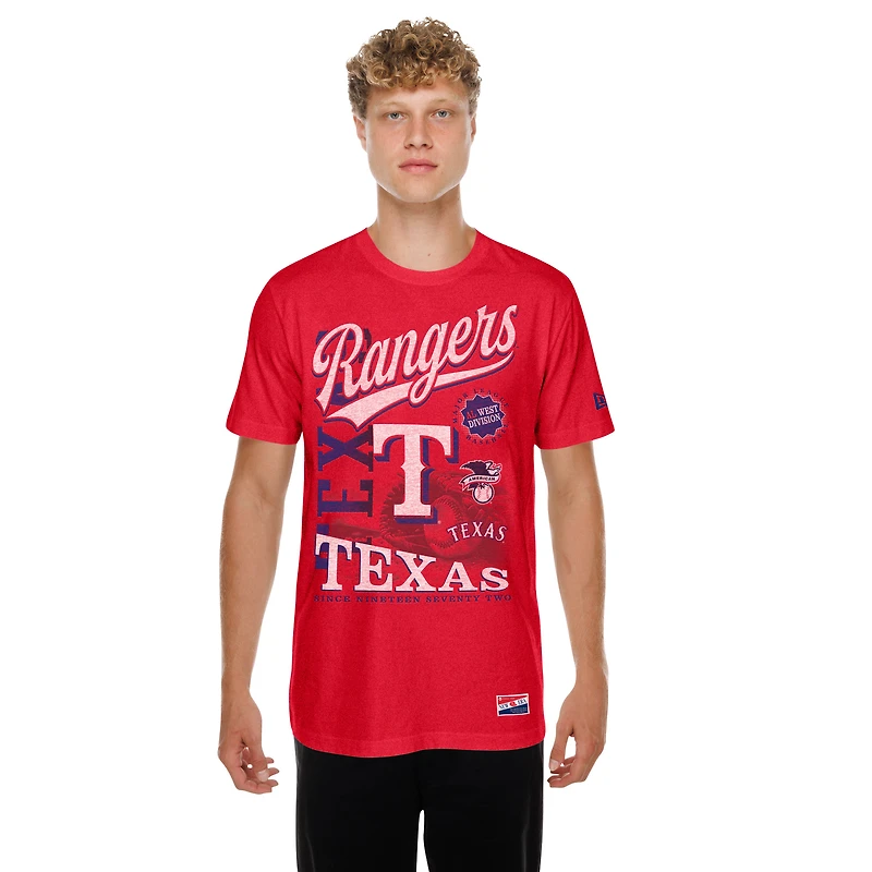 Men's New Era Red Texas Rangers Oversized Throwback Distressed T-Shirt