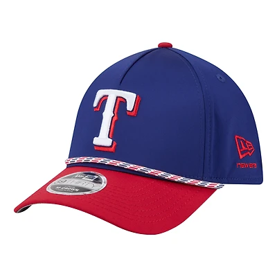 Casquette New Era Flex 39THIRTY pour homme, bleu royal/rouge, Texas Rangers, modèle Rope M-Crown A-Frame.