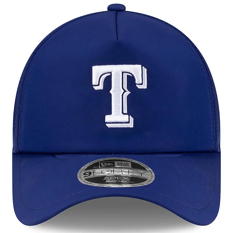Casquette trucker ajustable New Era Royal Texas Rangers 2026 pour homme, modèle Apex 9FORTY.