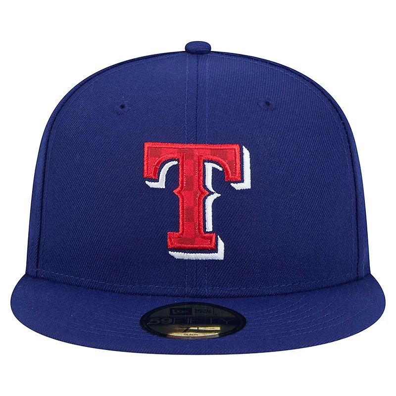 Casquette ajustée 59FIFTY à carreaux pour homme New Era Royal Texas Rangers