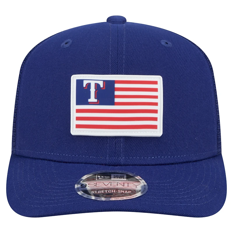Casquette extensible à bouton-pression New Era Royal Texas Rangers 9SEVENTY pour homme