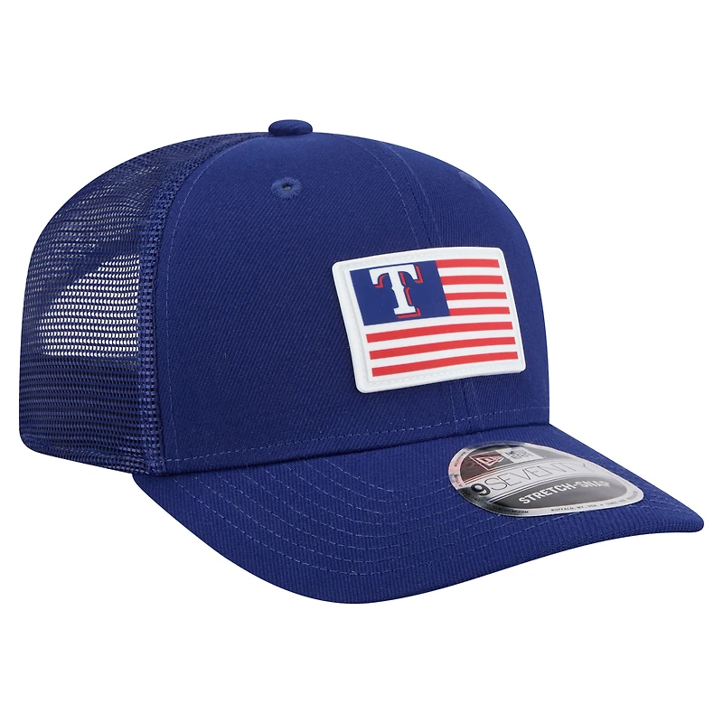 Casquette extensible à bouton-pression New Era Royal Texas Rangers 9SEVENTY pour homme