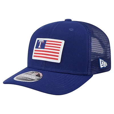 Casquette extensible à bouton-pression New Era Royal Texas Rangers 9SEVENTY pour homme