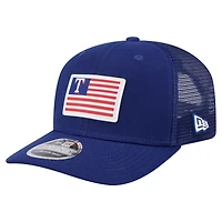 Casquette extensible à bouton-pression New Era Royal Texas Rangers 9SEVENTY pour homme