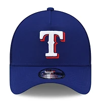 Men's New Era Royal Texas Rangers Side Script 9FORTY A-Frame Trucker Adjustable Hat