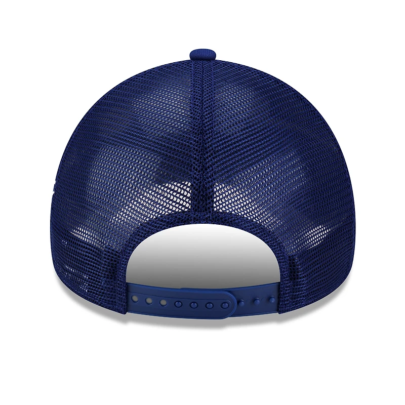 Men's New Era Royal Texas Rangers Side Script 9FORTY A-Frame Trucker Adjustable Hat