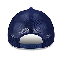 Men's New Era Royal Texas Rangers Side Script 9FORTY A-Frame Trucker Adjustable Hat