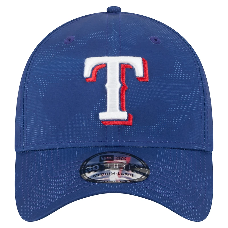 Casquette New Era Royal Texas Rangers 39THIRTY Flex pour homme, motif camouflage ton sur