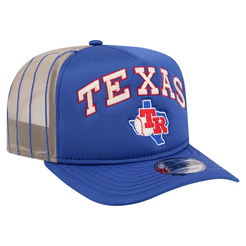 Men's New Era Royal Texas Rangers Vintage Arched Foam Front 9FIFTY A-Frame Adjustable Trucker Hat
