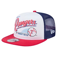 Men's New Era White/Red Texas Rangers Retro Script Trucker 9FIFTY Snapback Hat