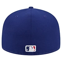 Casquette ajustée New Era 59FIFTY blanche/bleue des Texas Rangers pour homme
