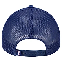 Casquette ajustable New Era 9FORTY blanche/bleue pour homme, style camionneur Texas Rangers