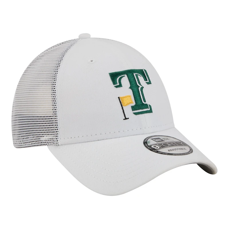 Men's New Era White Texas Rangers Flag 9FORTY Trucker Adjustable Hat