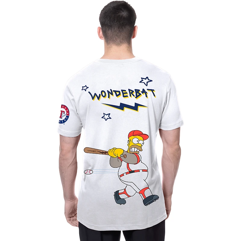 Men's New Era White Texas Rangers MLB x Simpsons Homer Wonderbat T-Shirt