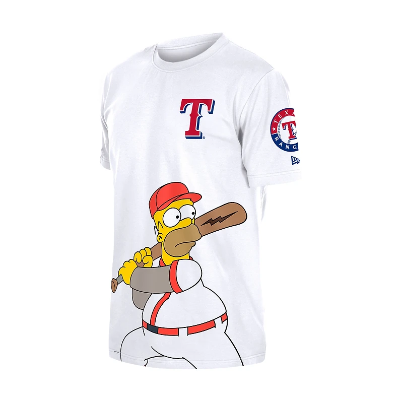 T-shirt New Era blanc pour homme Texas Rangers MLB x Simpsons Homer Wonderbat