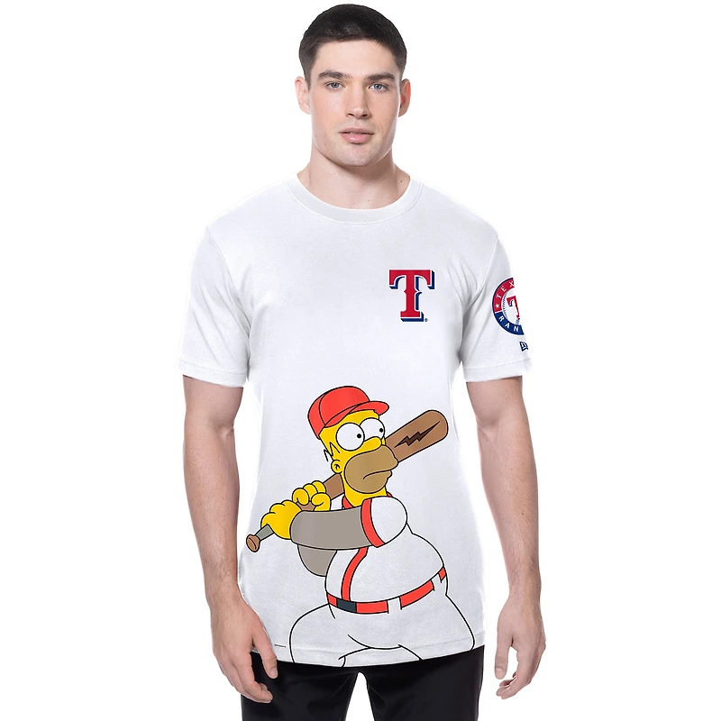 Men's New Era White Texas Rangers MLB x Simpsons Homer Wonderbat T-Shirt