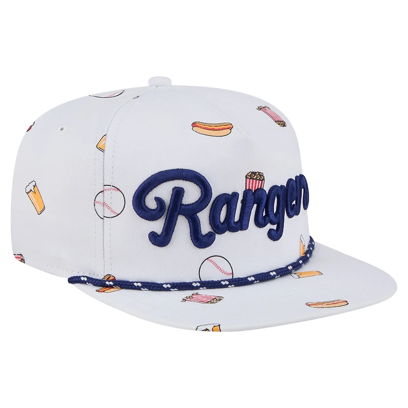 Men's New Era White Texas Rangers Team Cheer Rope 19TWENTY Adjustable Hat