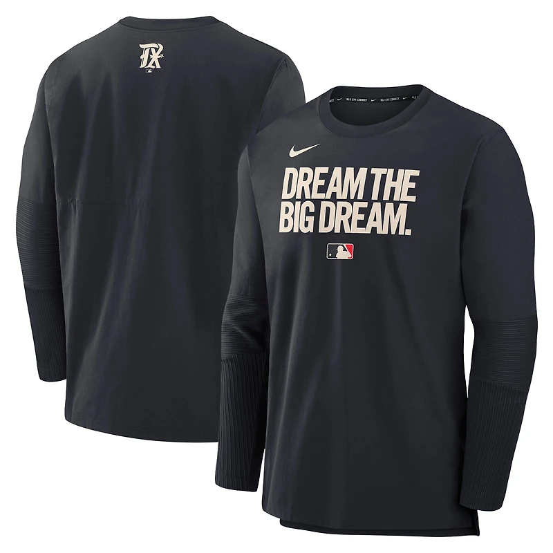 Men's Nike Black Texas Rangers 2025 City Connect Authentic Collection Player Dri-FIT Lightweight Pullover