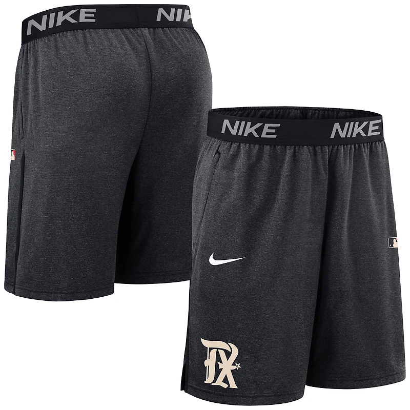 Short en tricot Nike noir Texas Rangers Authentic Collection City Connect Performance pour homme