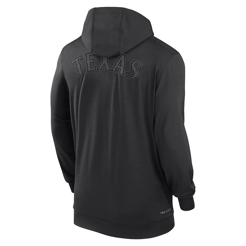 Sweat à capuche léger entièrement zippé Nike Texas Rangers Authentic Collection Travel Performance pour homme, noir