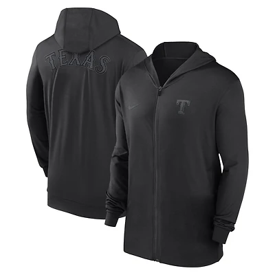 Sweat à capuche léger entièrement zippé Nike Texas Rangers Authentic Collection Travel Performance pour homme, noir