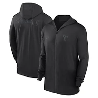 Sweat à capuche léger entièrement zippé Nike Texas Rangers Authentic Collection Travel Performance pour homme, noir