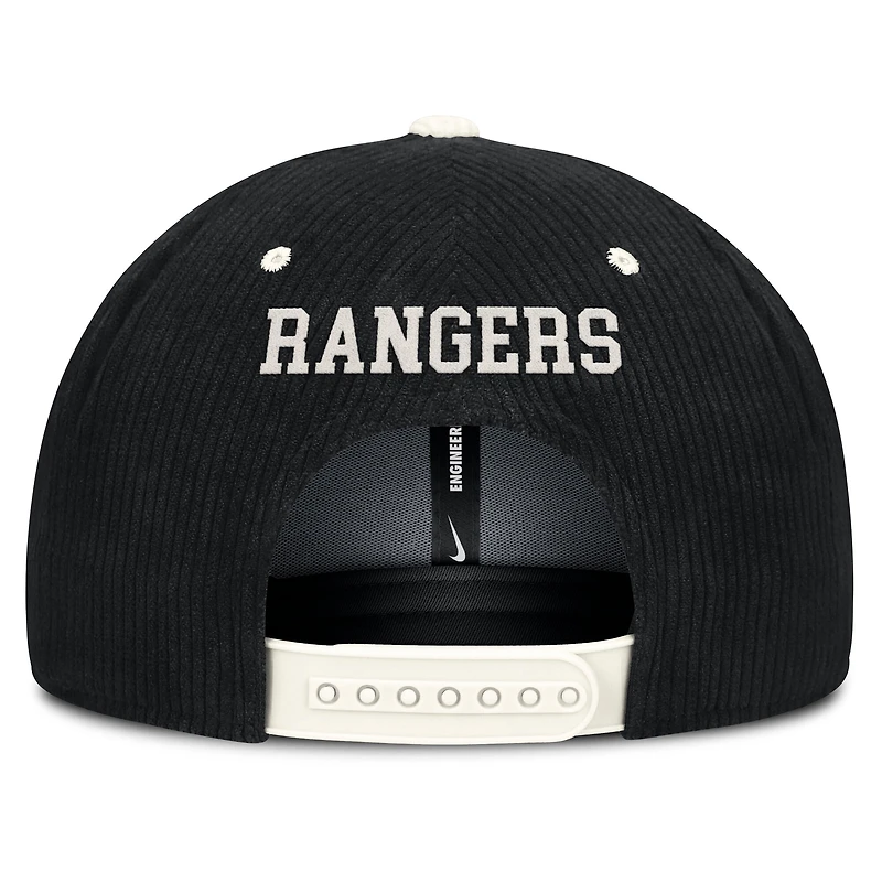 Men's Nike Black Texas Rangers Pro Corduroy Structured Snapback Hat