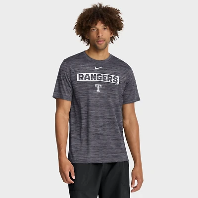 T-shirt Nike Velocity Dri-FIT noir pour homme, Texas Rangers