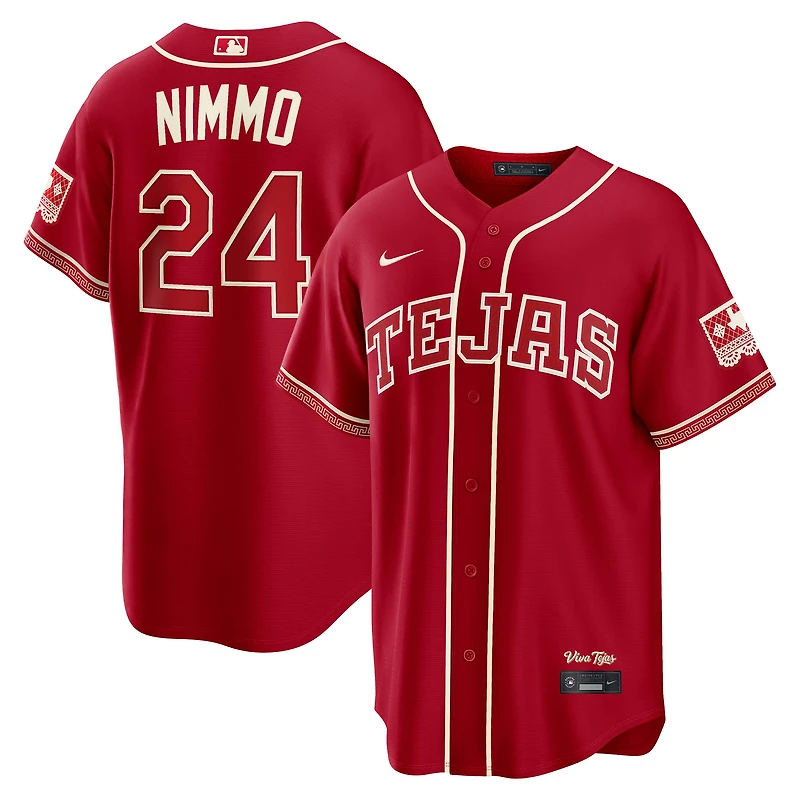 Maillot Nike Brandon Nimmo rouge Texas Rangers 2026 City Connect Stadium pour homme