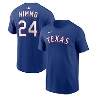 T-shirt Nike Brandon Nimmo Royal Texas Rangers pour homme, avec nom et numéro