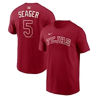 T-shirt Nike Corey Seager rouge Texas Rangers 2026 City Connect pour homme, avec nom et numéro