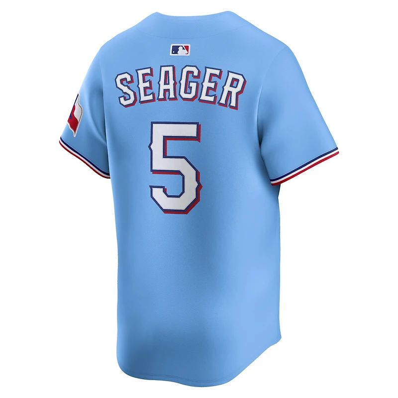 Maillot de joueur alternatif limité Nike Corey Seager bleu clair des Texas Rangers pour homme