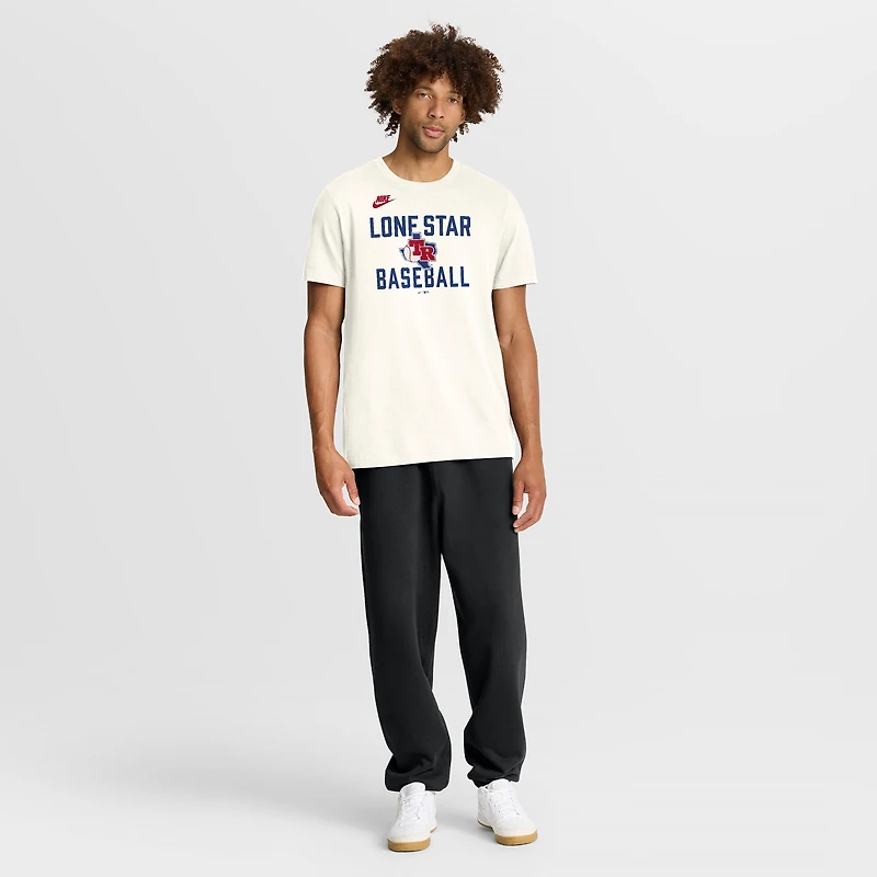 T-shirt Nike crème pour homme, collection Texas Rangers Cooperstown, inspiré des années 70