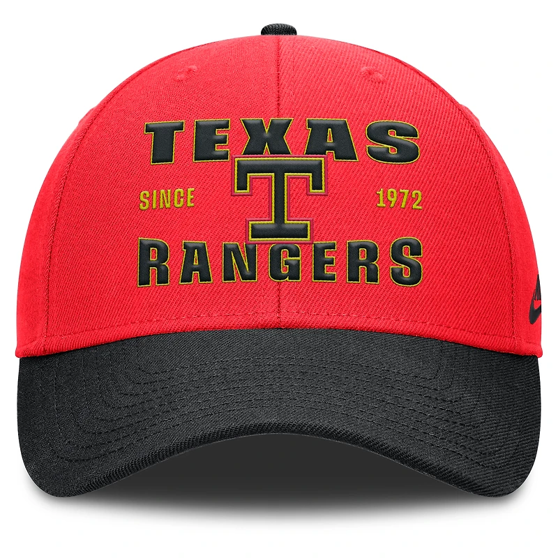 Casquette ajustable Nike Texas Rangers Neon 90s Rise pour homme, couleur cramoisie/noir