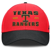 Casquette ajustable Nike Texas Rangers Neon 90s Rise pour homme, couleur cramoisie/noir