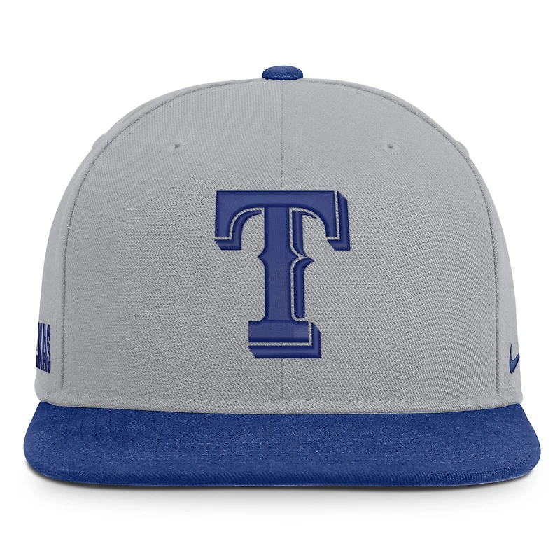 Men's Nike Gray/Royal Texas Rangers Primetime Pro Dri-FIT Snapback Hat